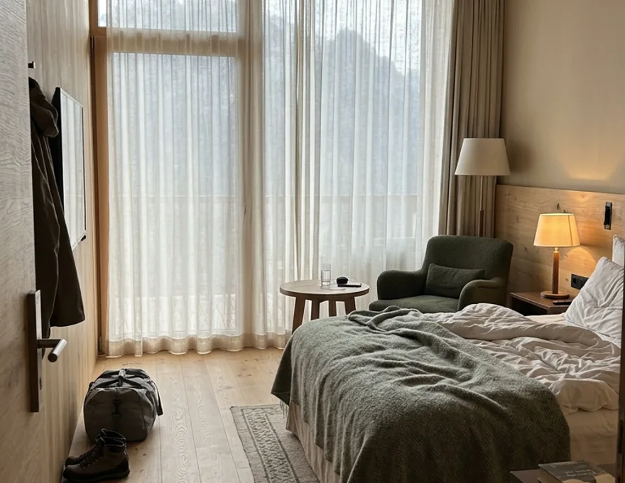 Formatbeispiel Hotelzimmer: Zimmer und Lobby aus Gastperspektive